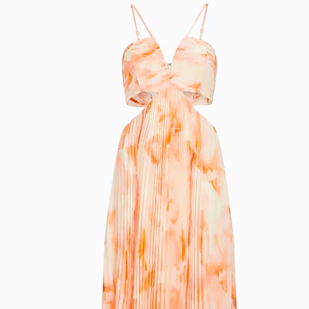 GORGEOUS EXPRESS Floral V-Neck Pleated Cutout Midi Dress NWT~Size XL
